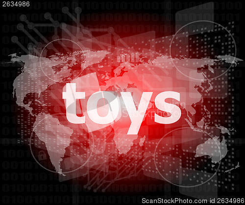 Image of Marketing concept: words toys marketing on digital screen