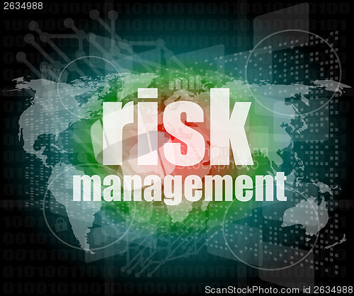 Image of Management concept: words Risk management on digital screen