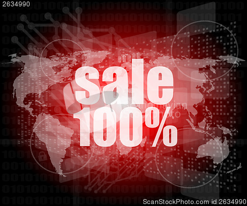 Image of sale percentage on business digital touch screen