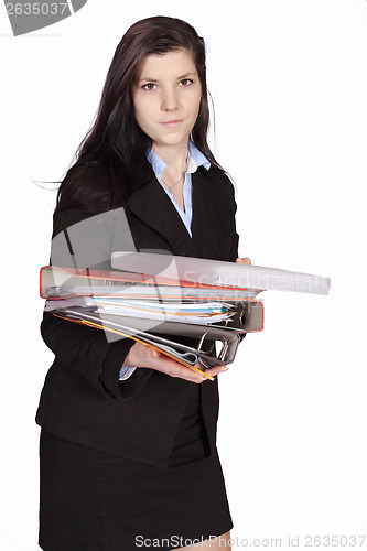 Image of Woman with lots documents