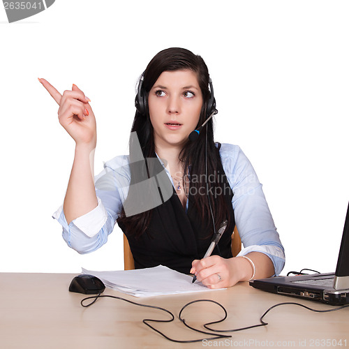 Image of Young woman with headset