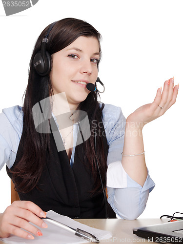 Image of Young woman with headset