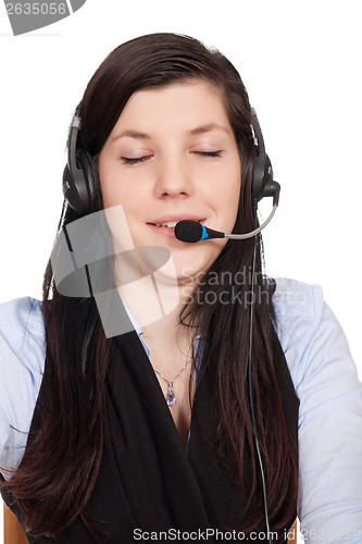 Image of Young woman with headset
