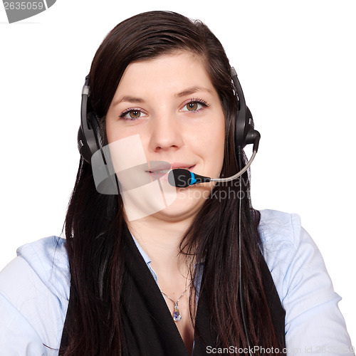 Image of Young woman with headset