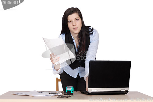 Image of Young female boss at the table