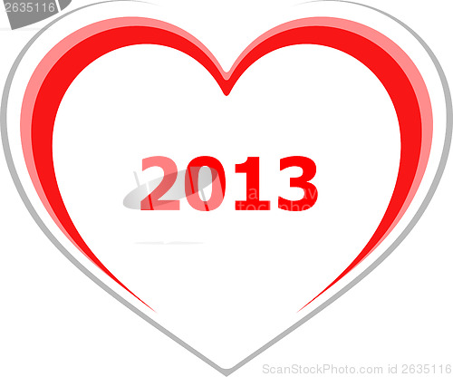 Image of marketing concept, 2013 on love heart on white