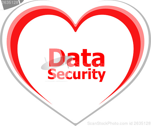 Image of security concept, data security words on love heart