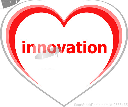Image of Business concept, innovation word on love heart