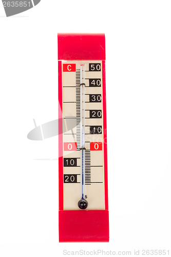 Image of red plastic retro thermometer