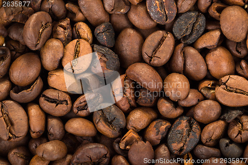 Image of roasted coffee beans background 