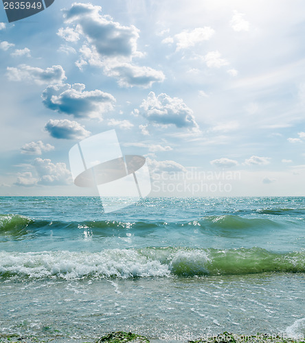 Image of stormy sea and cloudy sky