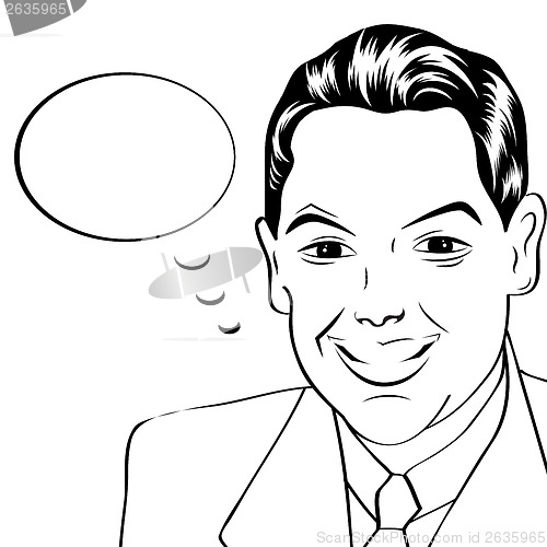 Image of smiling businessman, pop art style illustration