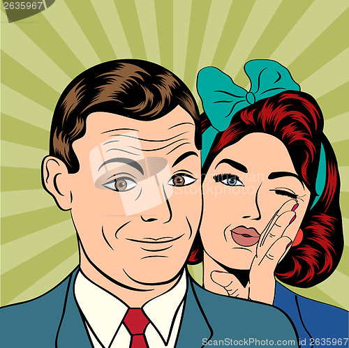 Image of Man and woman love couple  in popart comic style
