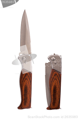 Image of Pocket knife isolated, open and closed