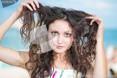 Image of Portrait of playful young lady