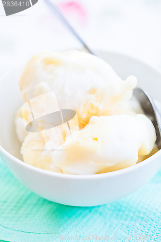 Image of Vanilla ice cream in bowl
