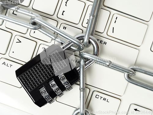 Image of Cipher padlock on keyboard