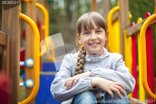 Image of Cute little girl  in spring day