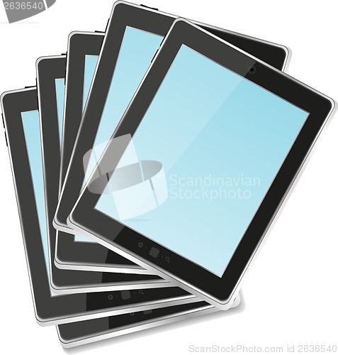 Image of Black abstract tablet pc set on white background