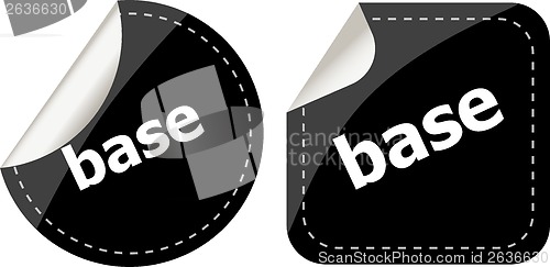 Image of base word on black stickers button set, business label