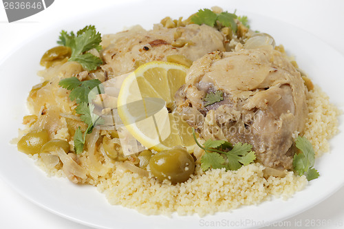 Image of Citrus chicken with olives and couscous