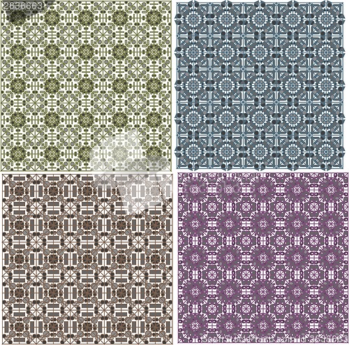 Image of stylish seamless geometrical backgrounds pattern set