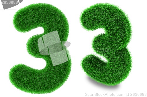 Image of Number three made of grass