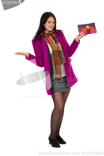 Image of Beautiful girl in a bright coat