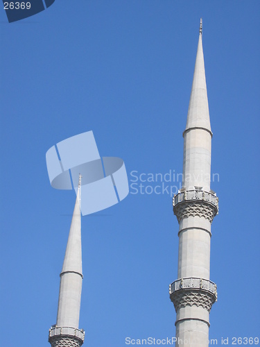 Image of Two towers of a mosque in Turkey
