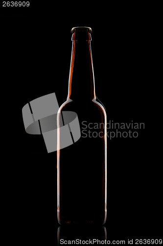 Image of Beer bottle isolated on black