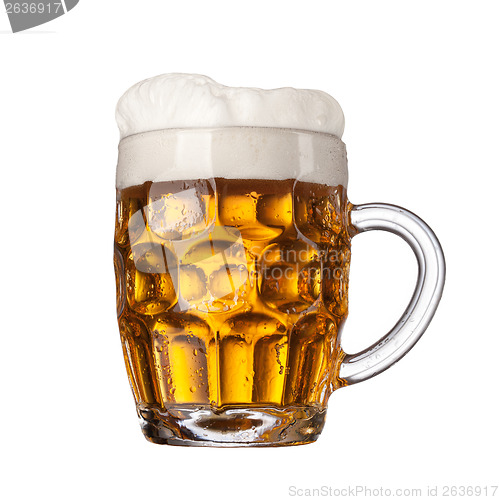 Image of Beer in glass isolated on white background