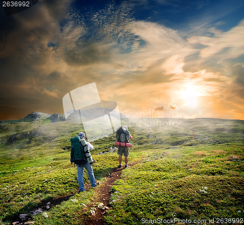 Image of Backpackers in mountains