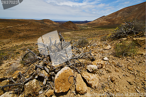 Image of vulcanic timanfaya  rock stone sky  hill