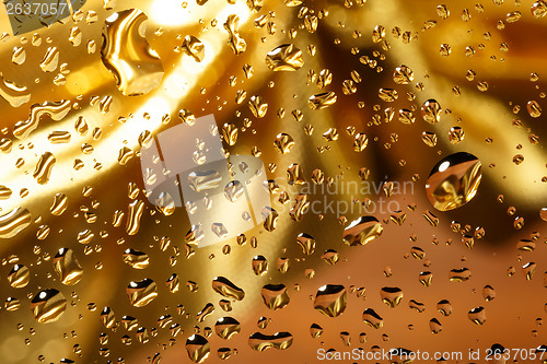 Image of golden abstract background with water drops