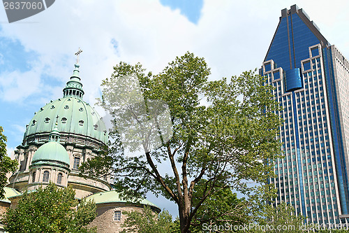 Image of Mary Queen of the World Cathedral and Le 1000 de la Gauchetiere 