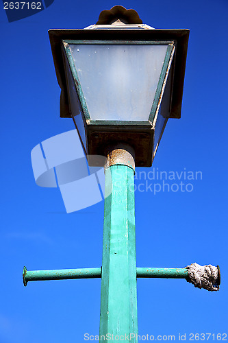 Image of  street lamp and a bulb in the sky arrecife teguise lanzarote 