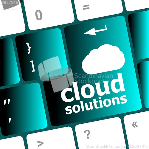 Image of cloud solution words concept on button of the keyboard