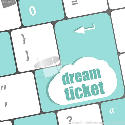 Image of dream ticket button on computer keyboard key