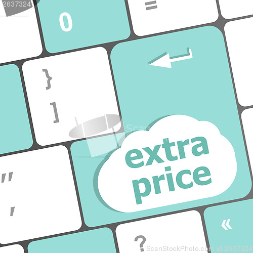 Image of extra price word key or keyboard, discount concept