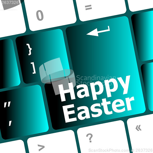 Image of Happy Easter text button on keyboard keys
