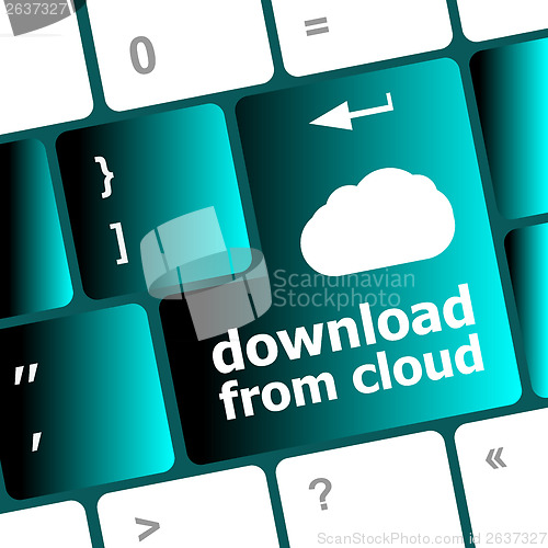 Image of download from cloud, computer keyboard for cloud computing