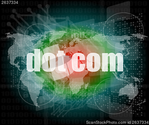 Image of words dot com on digital screen, information technology concept