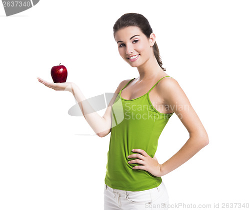 Image of Healthy woman holding an apple