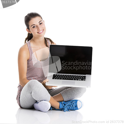 Image of Happy student with a laptop