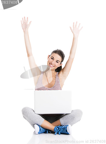 Image of Happy student with a laptop