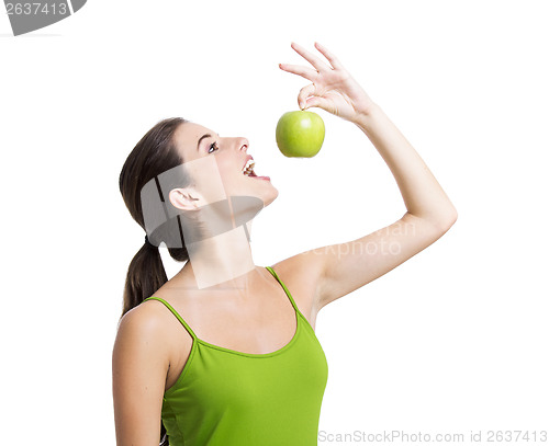 Image of Healthy woman with apples