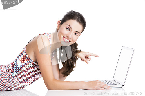 Image of Pointing to a laptop