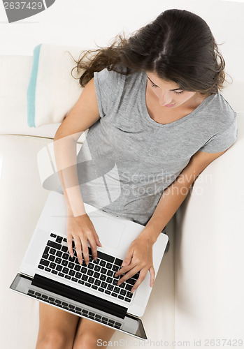 Image of Working with a laptop at home