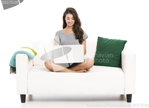 Image of Working with a laptop at home