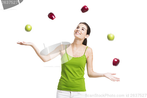 Image of Healthy woman with apples